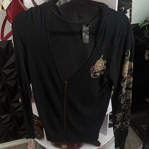 Guess Black Jacket with Gold Embroidery